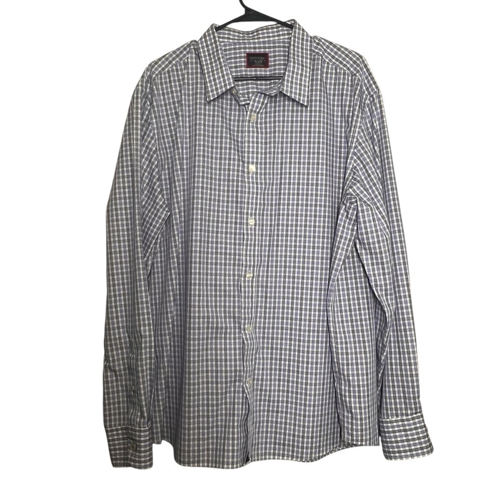 UNTUCKIT Shirt Mens Size XXL Blue Mini Check Button Up Cotton Career Casual